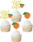 24 Pack Little Cutie Cupcake Toppers Glitter Tangerine Cupcake Picks Citrus Cake Decorations for Orange Theme 1.7"W x 5"H